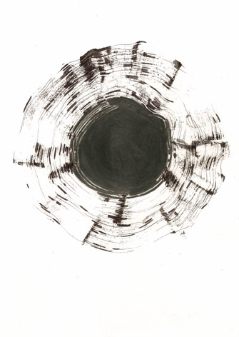Maria Plankl: "black sun" |  2011 |  Wimperntusche Kugelschreiber und Bleistift auf Papier | 29,7 x 21 cm
